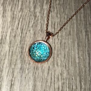 Blue Aztec w/ Rose Gold Pendant & Chain